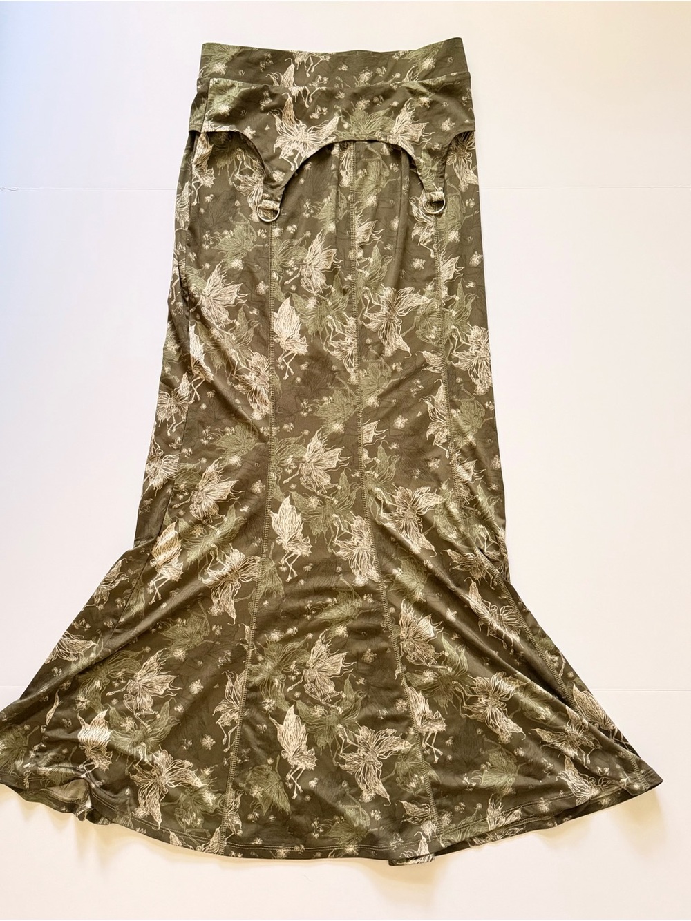 Olive Fairy skeleton whimsigoth Maxi Skirt with Ring Detail small